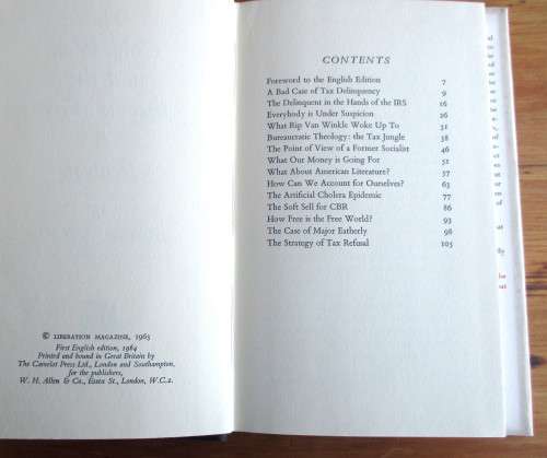 The Cold War and the Income Tax: A Protest is a book written by Edmund Wilson 1964, Hardcover.120p.