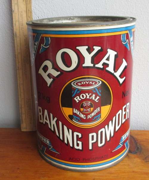 Large Vintage Poyal Baking Powder Tin. 18cm high. Decorative.
