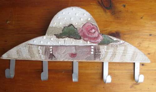 Large Handpainted Wooden Wall Mounted Clothing Rack. 450x25xmm