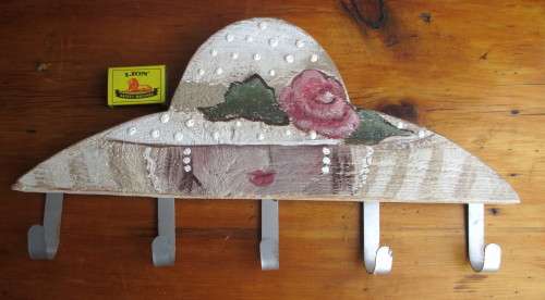 Large Handpainted Wooden Wall Mounted Clothing Rack. 450x25xmm