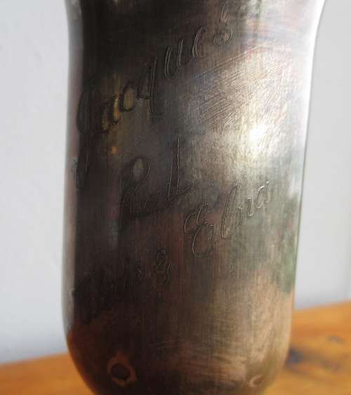 Vintage Engraved EPNS Silver Plate Champagne Flute. As per Photo. 18cm high.