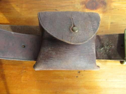 LEATHER AMMO AMMUNITION BANDOLIER. Various inscriptions, names and dates. As per Photo.