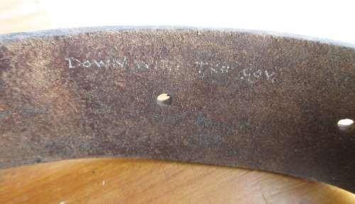 LEATHER AMMO AMMUNITION BANDOLIER. Various inscriptions, names and dates. As per Photo.
