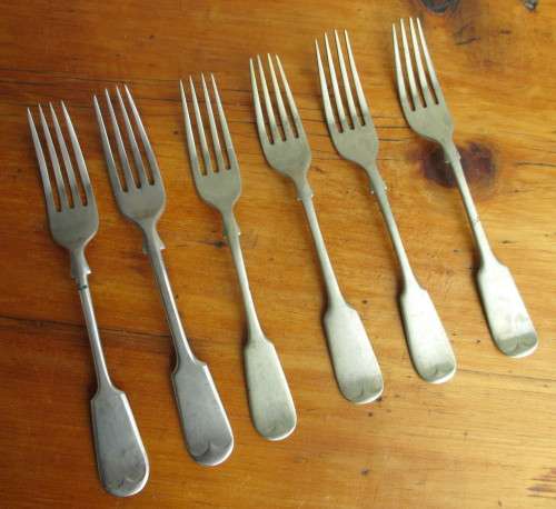 Lot of Six Vintage Silver Plate Forks