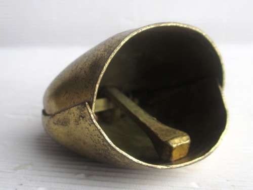 Vintage Hand Painted Brass Cow Bell Swiss. Flowers Miniature Loud Bell Ring. 50mm high