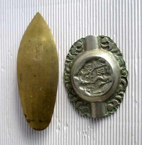 2 x Vintage Ladies Ashtrays. Brass and Embossed Silver Plate.