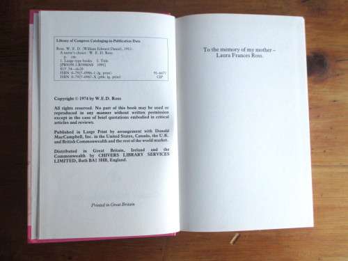 Large Print - A Nurse`s Choice, W E D Ross. 206p 1974