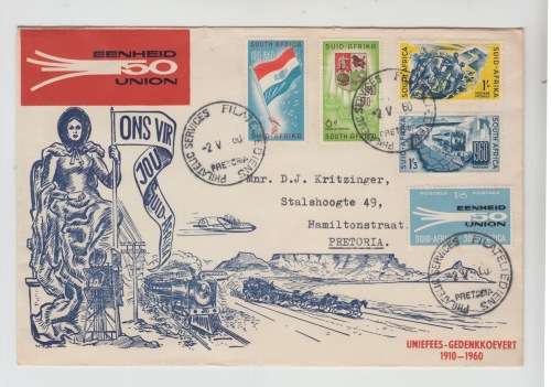 Union of SA FDC - 2 Mei 1960 Uniefees