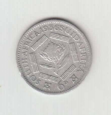 1936 SA Union Silver 6 Pence