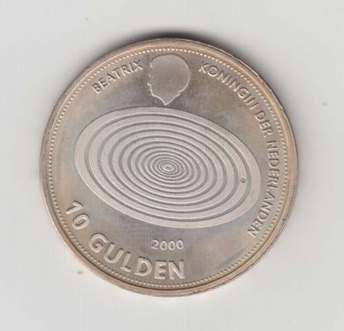 2000 Commemorative 10 Gulden Netherland Silver Coin. 15g 33mm dia