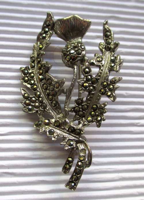 Vintage Marcacite Scottish Thisle Brooch