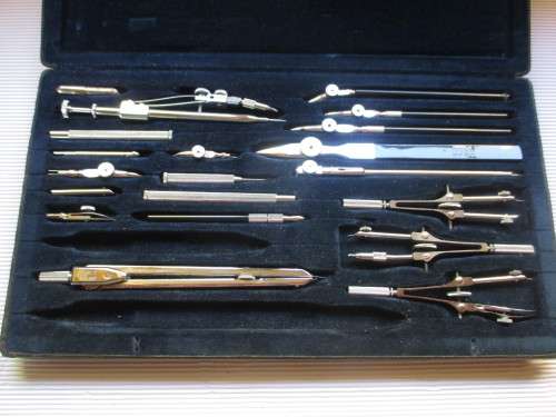 Vintage Kern from Aarau 22 Piece Drafting Drawing Set Swiss Made. Note 2 pieces missing.