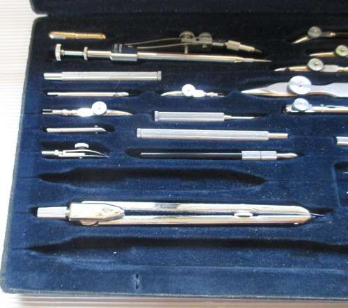 Vintage Kern from Aarau 22 Piece Drafting Drawing Set Swiss Made. Note 2 pieces missing.