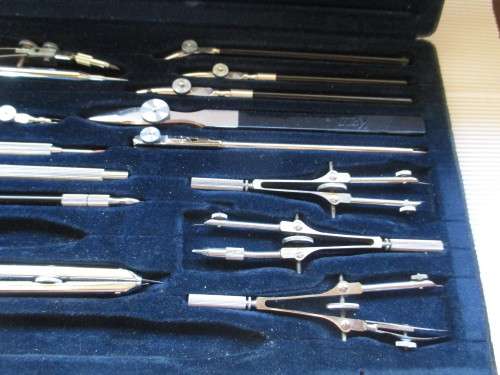 Vintage Kern from Aarau 22 Piece Drafting Drawing Set Swiss Made. Note 2 pieces missing.