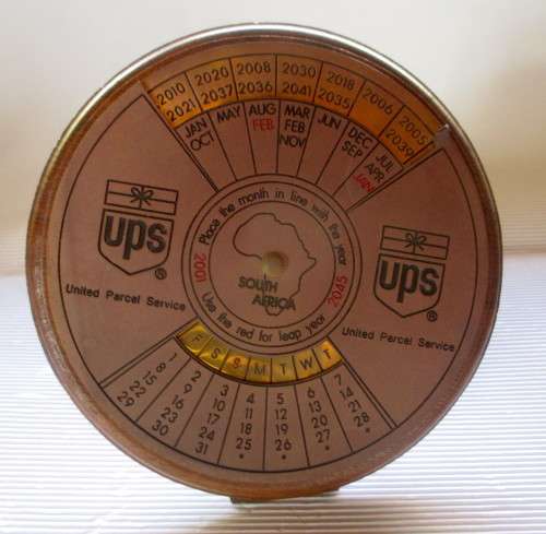 UPS Desk Calender 2001 to 2045. Solid Wood.