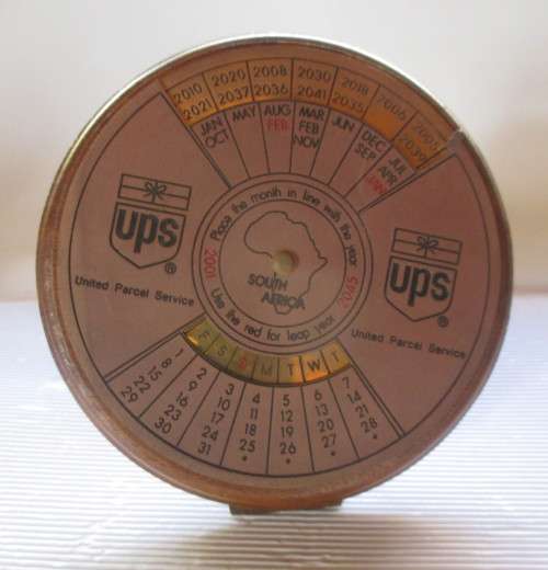UPS Desk Calender 2001 to 2045. Solid Wood.