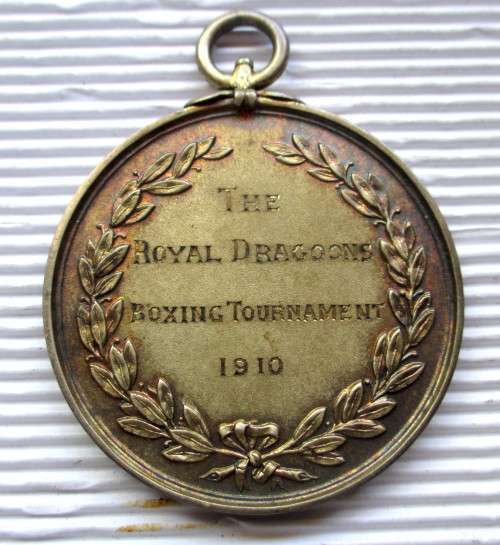 1910 Winner The Royal Dragoone Boxing Tournament Middle Weight Winner Medal Engraved