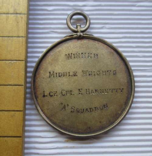 1910 Winner The Royal Dragoone Boxing Tournament Middle Weight Winner Medal Engraved