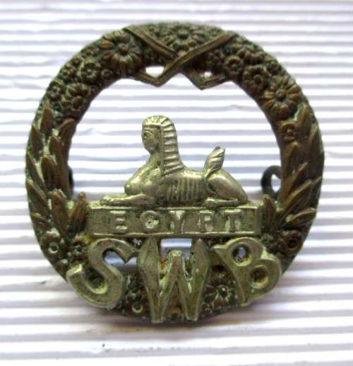 WW1 South Wales Borderers Cap Badge Egypt SWB Bi-Metal