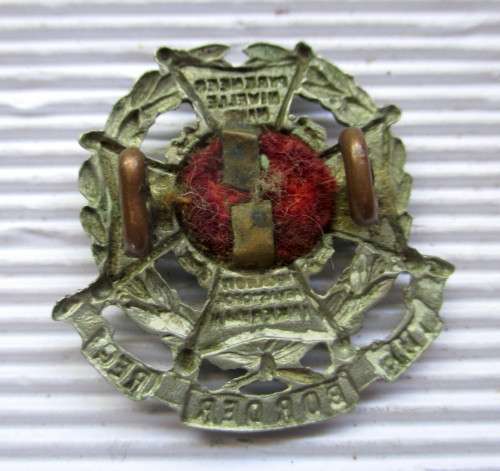 WWI The Border Regiment China Cap Badge KC White Metal VOID Center