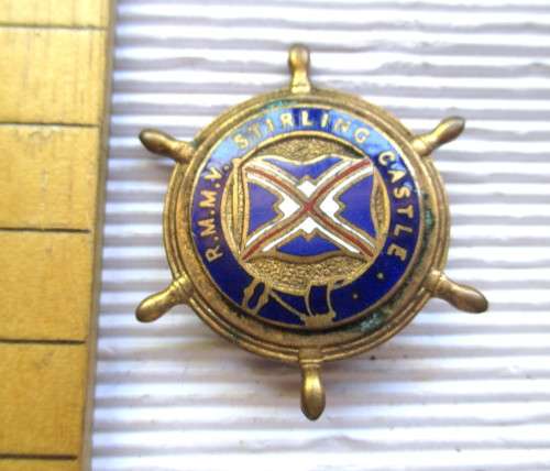 Union Castle R.M.M.V Stirling Castle Nautical Badge c1960