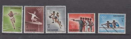 SAN MARINO 1964 Very Fine MNH Stamps 1 - 5 lire `18th Olympic Games Tokyo