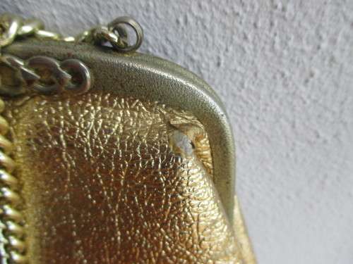 Vintage Evening Bag, Faux Leather, Gold. 220mmx180mm.
