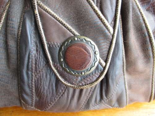 Vintage Large Patched Leather Handbag. 350mmx250mm