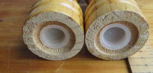 Set of Vintage Wooden Salt and Pepper pots. 130mm high.