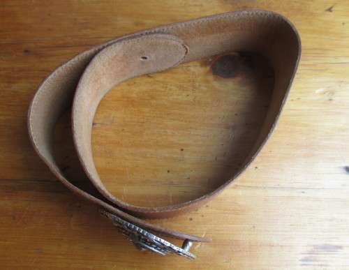 Vintage Belt Buckle and leather belt. 80cm belt.