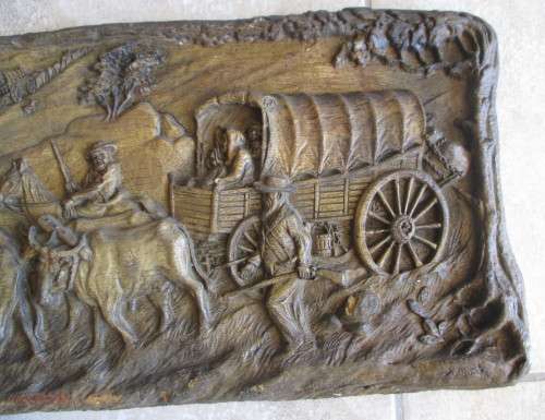 VINTAGE `SYROCO` WOOD GROOT TREK EEUFEES COMMEMORATIVE PLAQUE. 630mm x310mm.