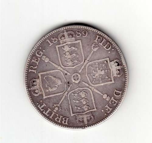 1889 Queen Victoria British Silver `Jubilee head` Florin