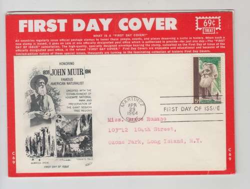 1964 FDR Honouring John Muir, Famous American Naturalist.  Martinez. Sealed.