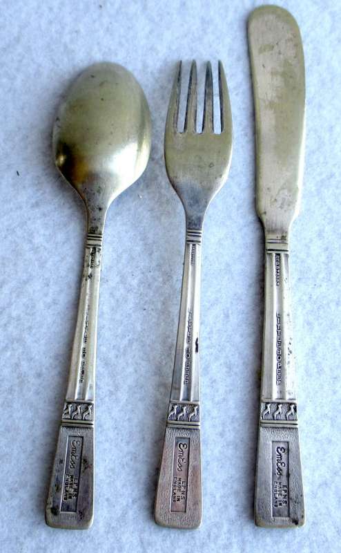 Vintage Child`s cutlery set. Little Bo Peep.  Marked EPNS. Please refer to photos for plate conditio