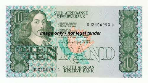 South Africa Ten Rand Note - UNC - G de Kock
