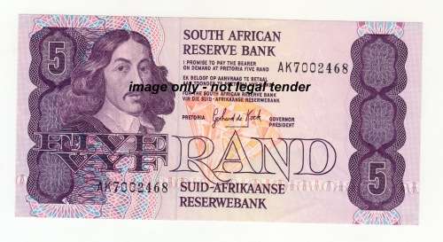 1989 South African Five Rand Note