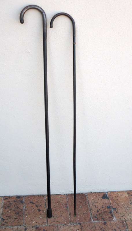 Two Slender Vintage Walking Sticks. Iron. 900mm high