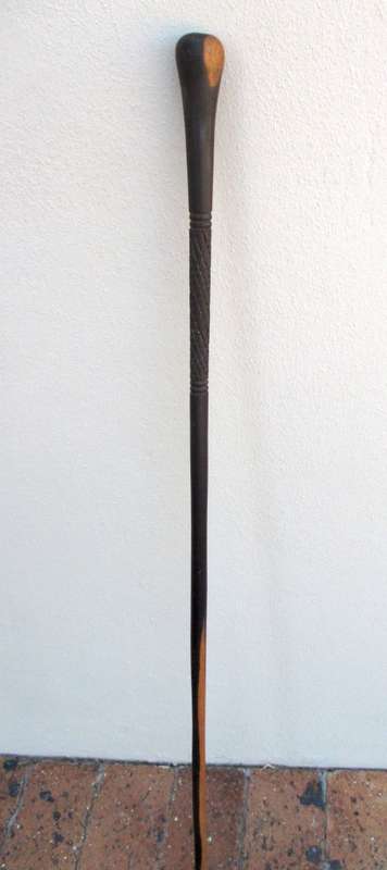 Hand Carved Wooden Walking Stick. Two Toned with Carved Pattern 900mm long.
