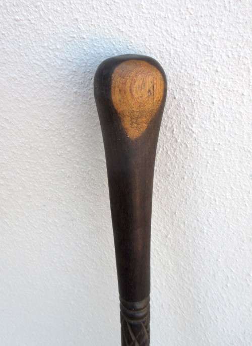 Hand Carved Wooden Walking Stick. Two Toned with Carved Pattern 900mm long.