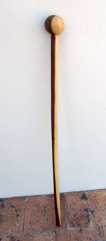 Vintage Hand Carved Wooden Knobkierrie. Two Toned. Large head. 860mm long
