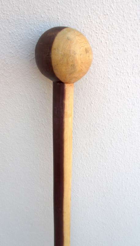 Vintage Hand Carved Wooden Knobkierrie. Two Toned. Large head. 860mm long