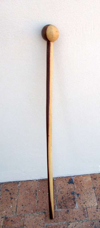 Vintage Hand Carved Wooden Knobkierrie. Two Toned. Large head. 860mm long