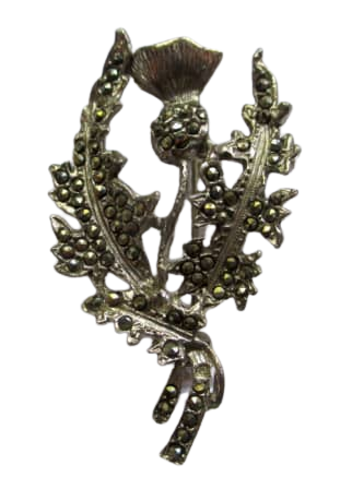 Vintage Marcacite Scottish Thisle Brooch
