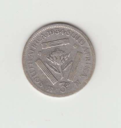1934 SA Union Silver 3 Pence
