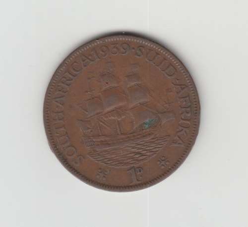 1939 South Africa Union Bronze One Penny