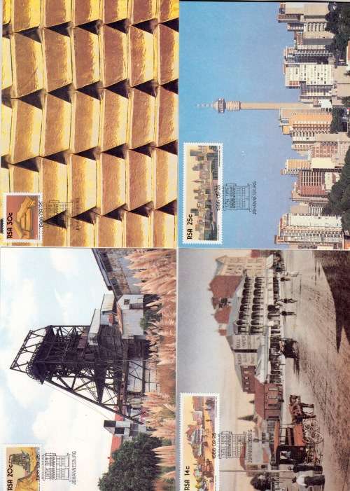 Lot of 4 Potcards, Johannesburg, 1986 Stamped. Johannesburg, The Golden City.. Not used.