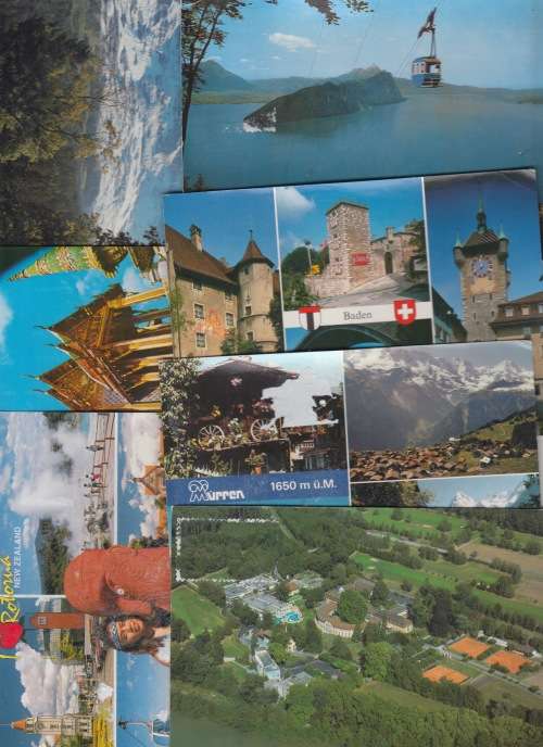 Lot of 7 Vintage Post Card from all over the World, addressed to South Africa.