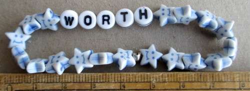 Kids Bracelet. Smilings blue star beads, WORTH.