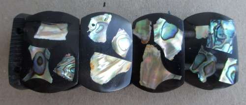 Vintage Black Resin and Paua Shell bulky bangle.