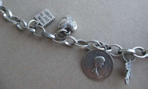 Statement Religious Charm Necklace, Vintage Medals and Crosses. Silver color. 48cm